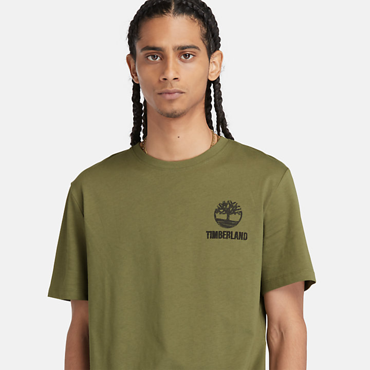 Camiseta con estampado gráfico para hombre en verde-