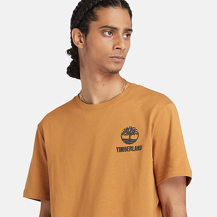 Camiseta con estampado gráfico para hombre en amarillo oscuro