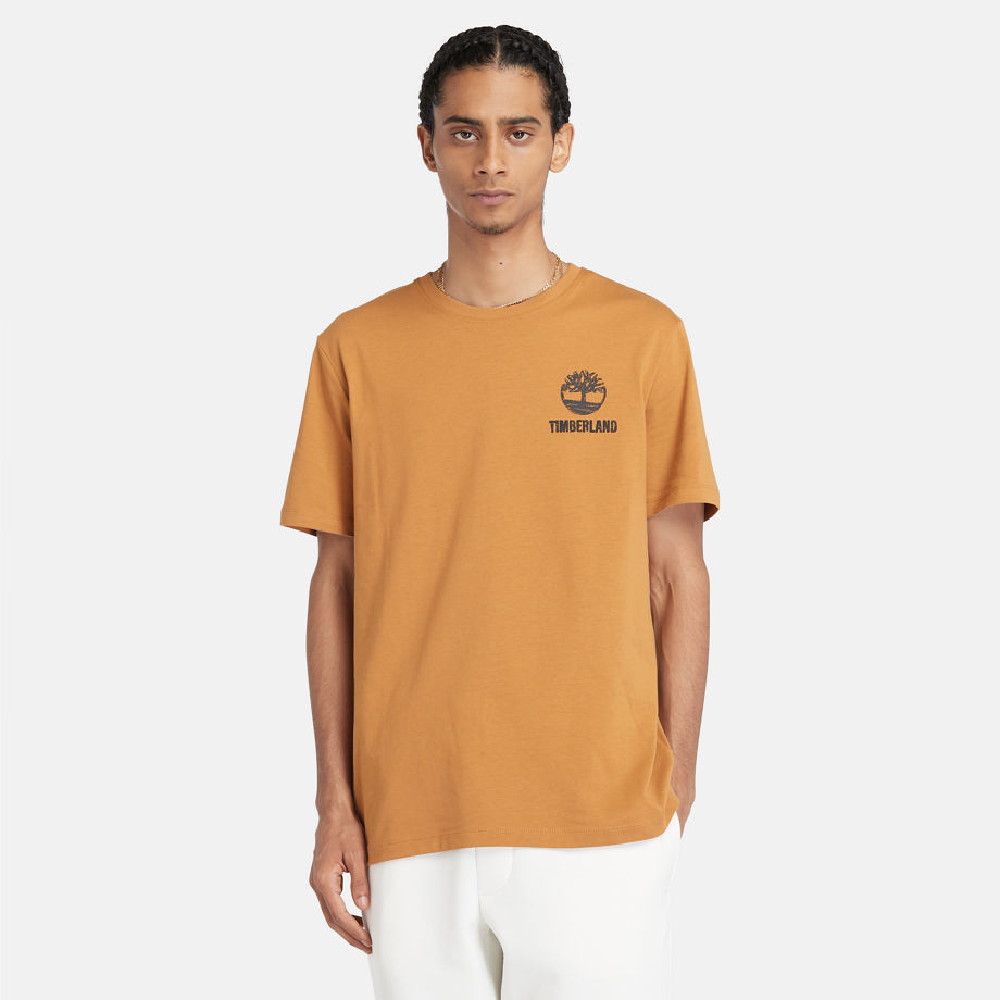 Timberland T-shirt Gráfica Para Homem Em Amarelo-escuro Amarelo