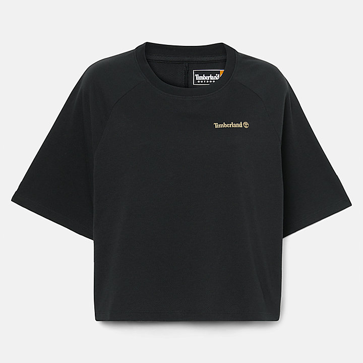 Camiseta en tejido que absorbe la humedad para mujer en negro