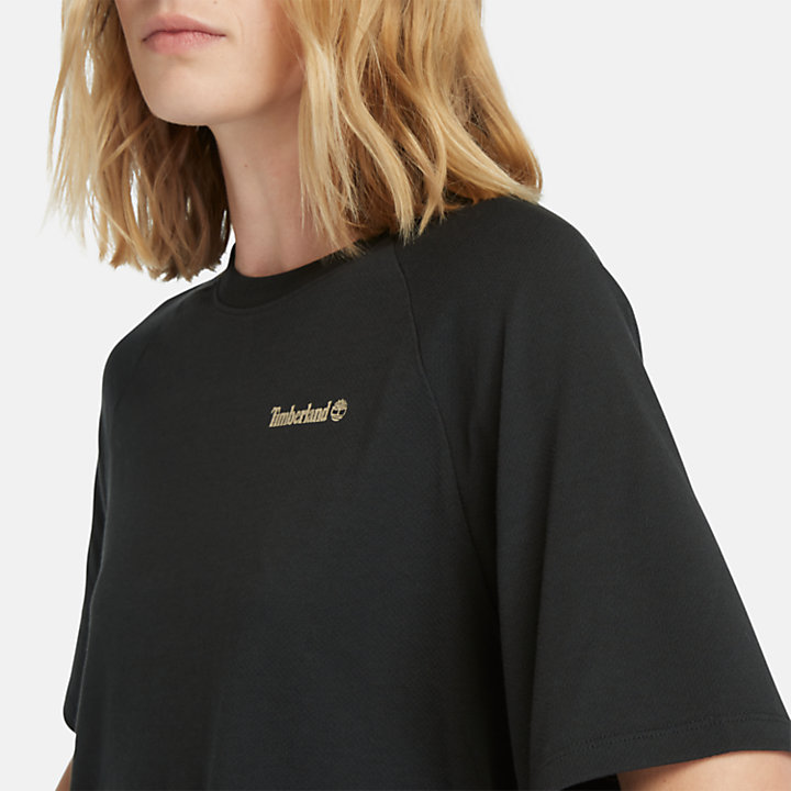 Camiseta en tejido que absorbe la humedad para mujer en negro-