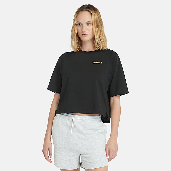 Camiseta en tejido que absorbe la humedad para mujer en negro