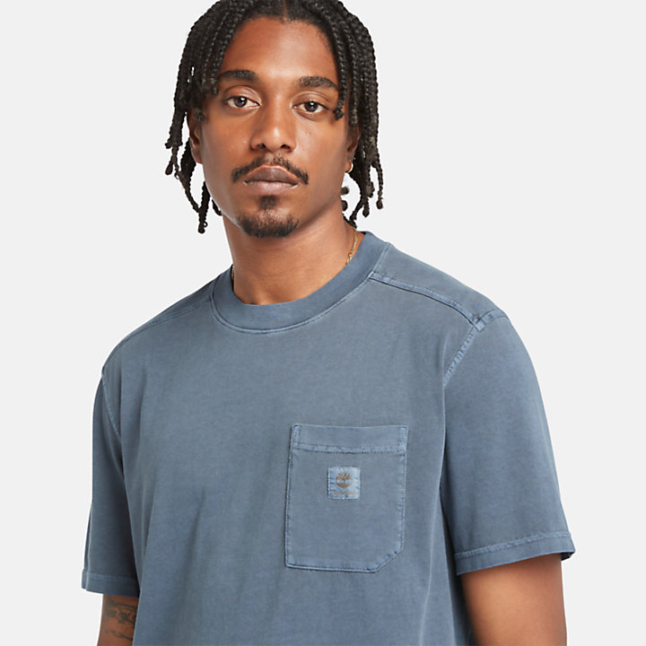 T-shirt com Bolso no Peito Merrymack River para Homem em azul-