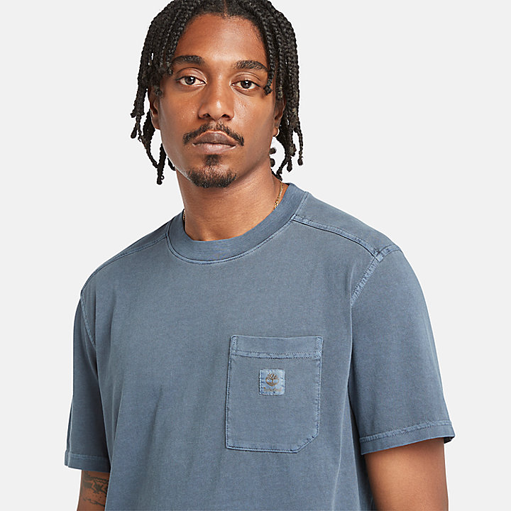Camiseta con bolsillo en el pecho Merrymack River para hombre en azul
