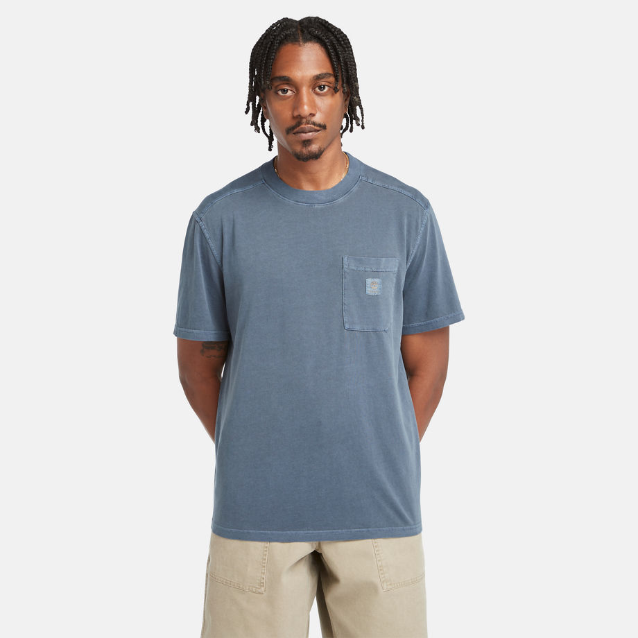 Timberland T-shirt Com Bolso No Peito Merrymack River Para Homem Em Azul Azul