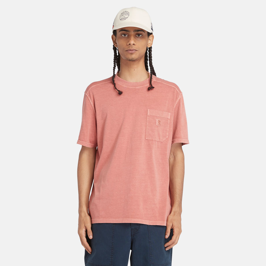 Timberland Merrymack River Chest Pocket T-shirt For Men In Pink Pink