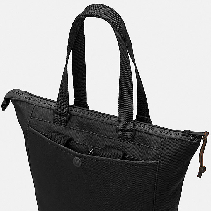 Canvas and Leather Tote Backpack in Black