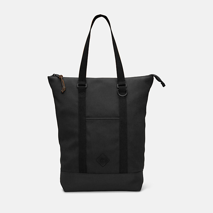 Canvas and Leather Tote Backpack in Black-