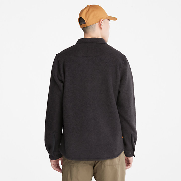 Progressive Utility Fleece-collar Overshirt for Men in Black-
