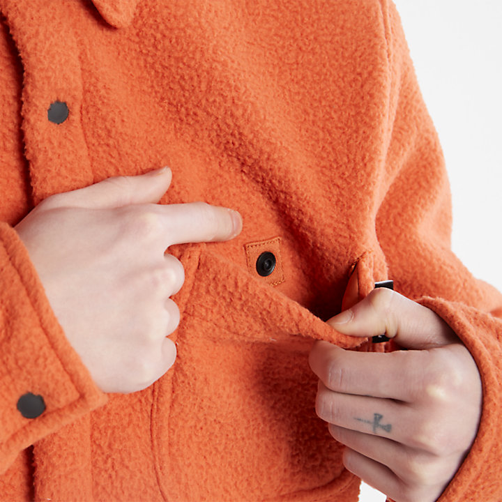 Progressive Utility Fleece-collar Overshirt for Men in Orange-