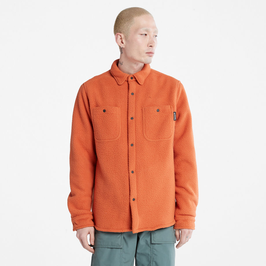 Timberland Progressive Utility Fleece-collar Overshirt For Men In Orange Orange, Size XXL