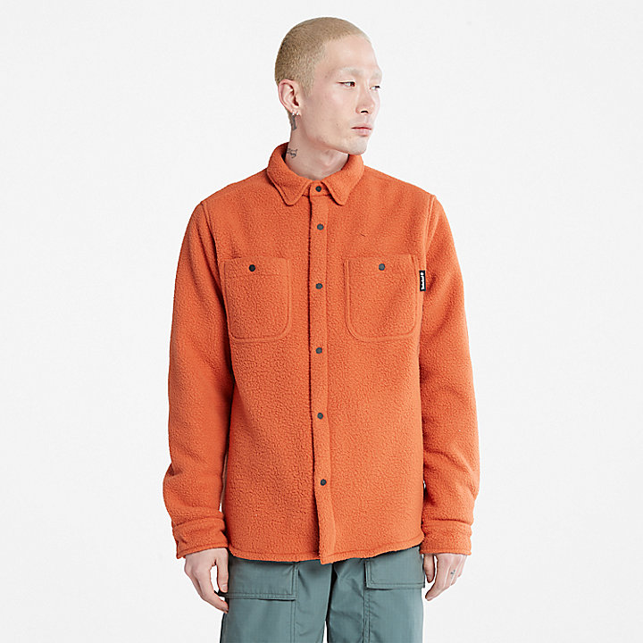 Progressive Utility Fleece-collar Overshirt for Men in Orange