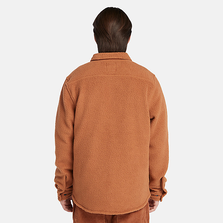 Utility High-Pile Fleece Overshirt for Men in Brown