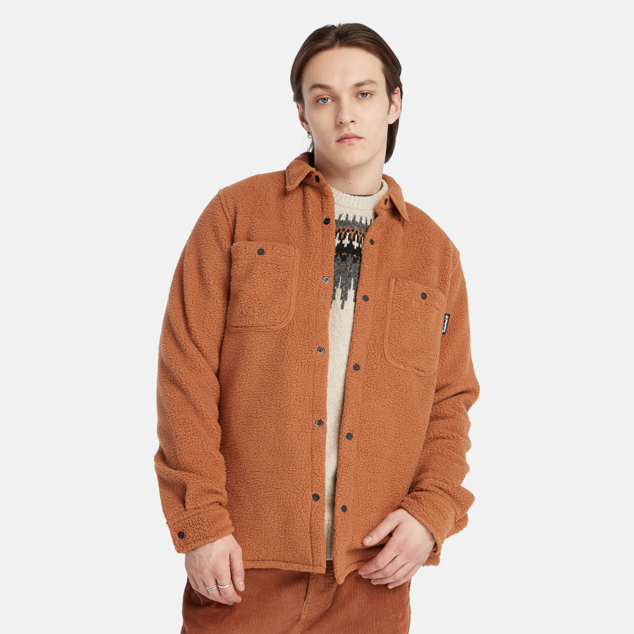 Timberland Utility High-pile Fleece Overshirt For Men In Brown Brown