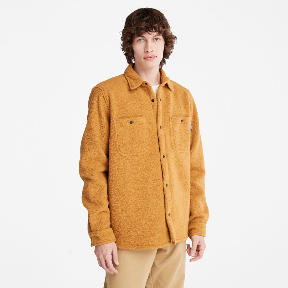 Timberland Progressive Utility Fleece-collar Overshirt For Men In Yellow Light Brown, Size M