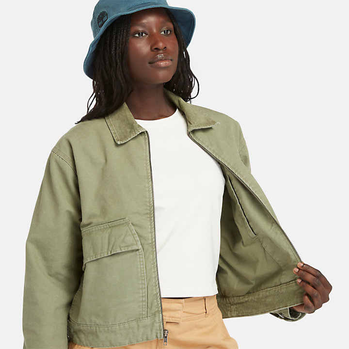Strafford Jacke aus gewaschenem Canvas für Damen in Grün-