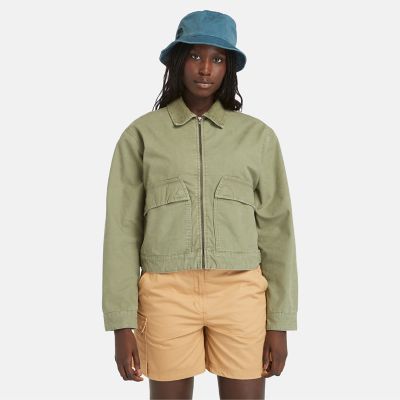 Timberland Strafford Washed Canvas Jacket For Women In Green Green