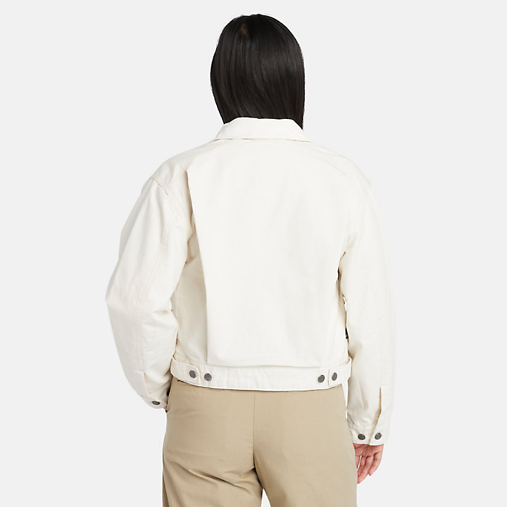 Strafford Jacke aus gewaschenem Canvas für Damen in Weiß-