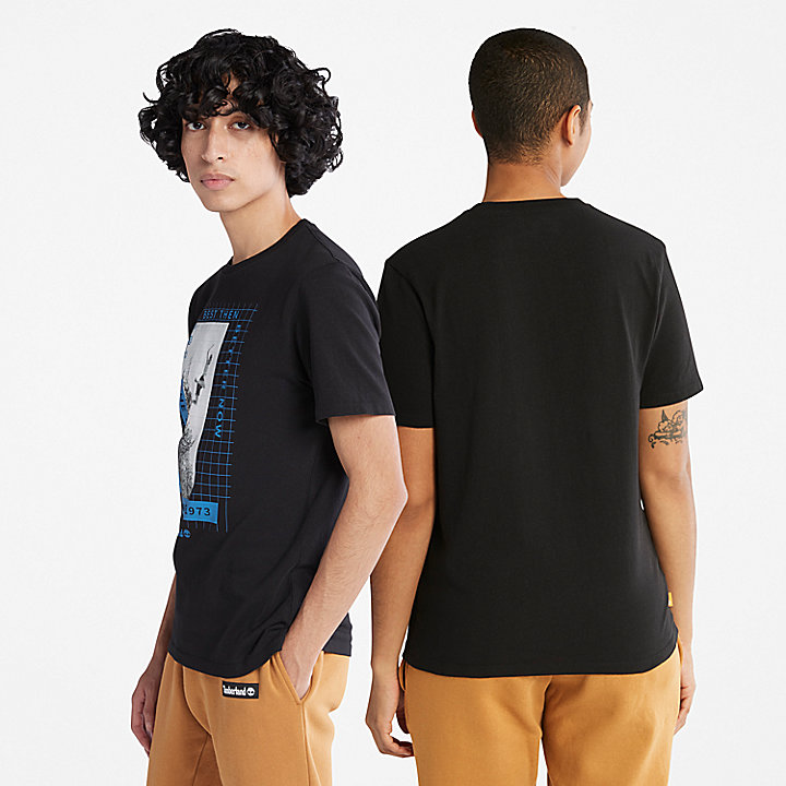 Zwaar Uniseks T-shirt met print aan voorkant in zwart