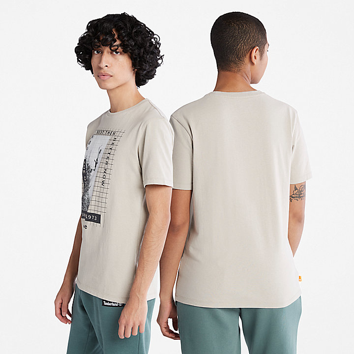 Zwaar Uniseks T-shirt met print aan voorkant in grijs
