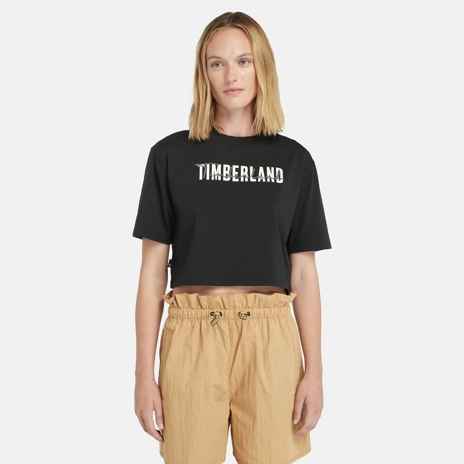 Timberland Cropped T-shirt For Women In Black Black, Size XXL