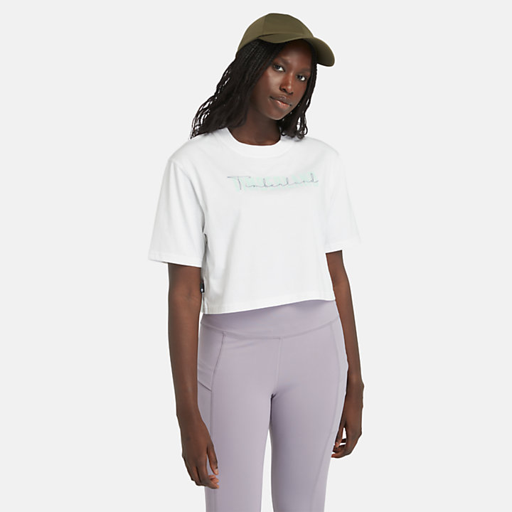 Cropped T-Shirt for Women in White-