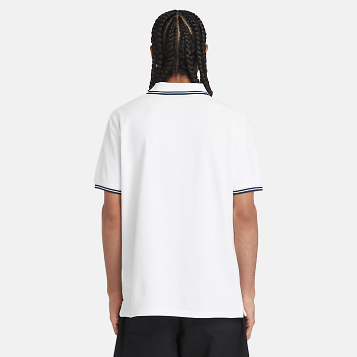 Tipped Piqué Poloshirt voor heren in wit-