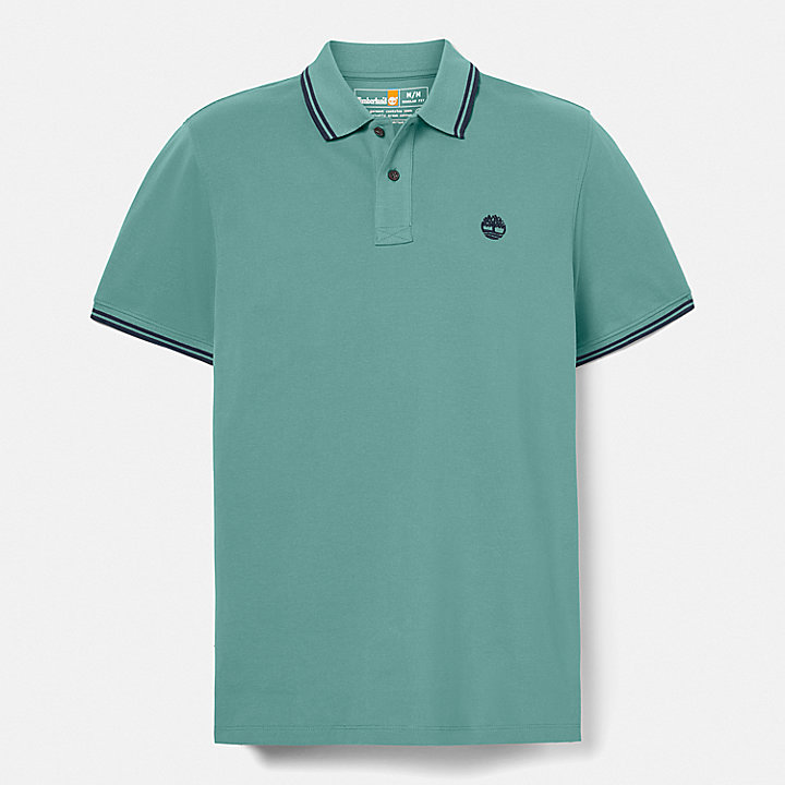 Tipped Pique Polo Shirt for Men in Teal
