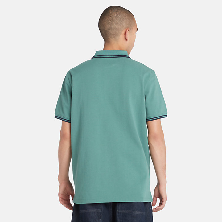 Tipped Piqué Poloshirt voor heren in groenblauw-