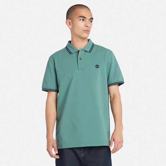 Tipped Pique Polo Shirt for Men in Teal | Timberland