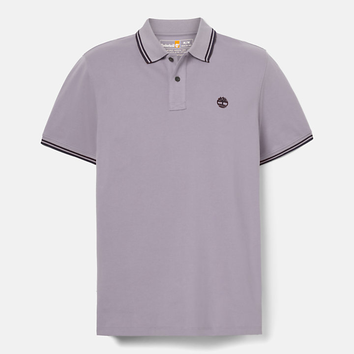 Tipped Pique Polo Shirt for Men in Purple-