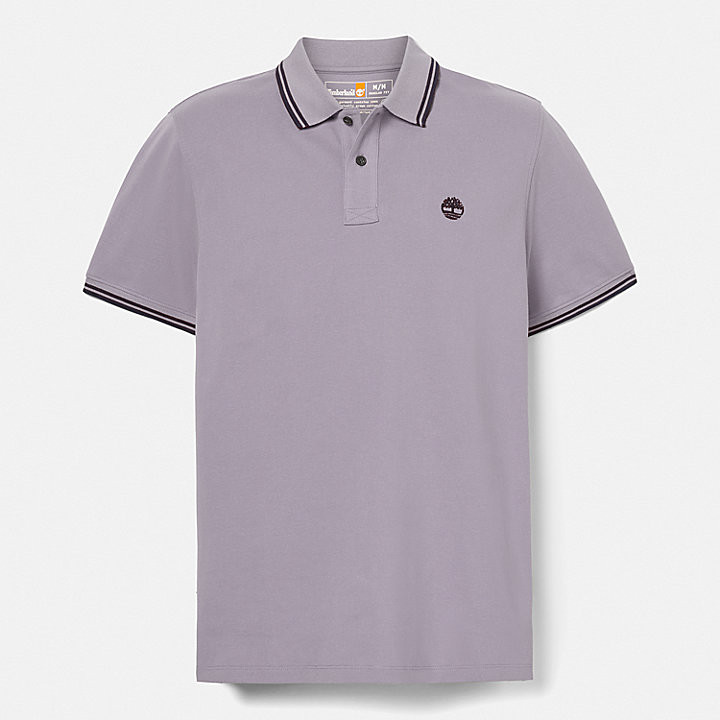 Tipped Pique Polo Shirt for Men in Purple