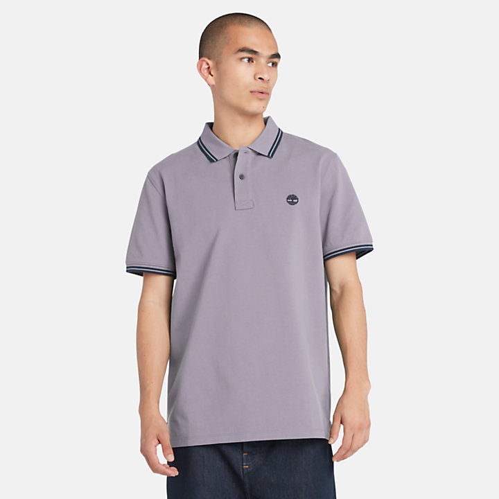 Tipped Pique Polo Shirt for Men in Purple-
