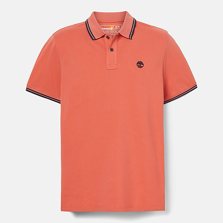 Tipped Pique Polo Shirt for Men in Orange