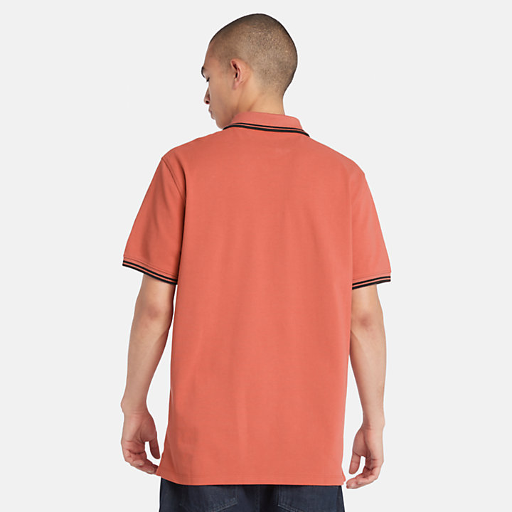 Tipped Pique Polo Shirt for Men in Orange-