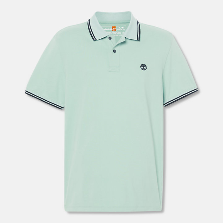 Tipped Pique Polo Shirt for Men in Pale Green-