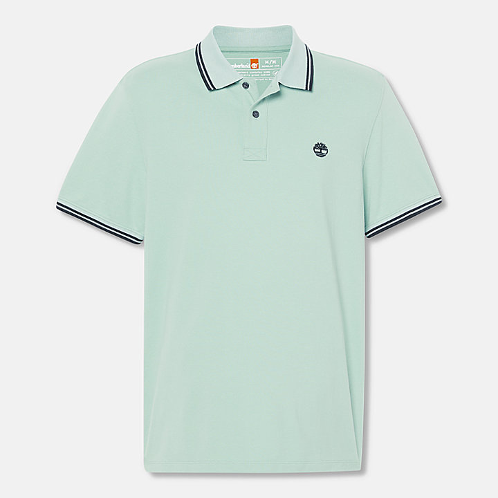 Tipped Pique Polo Shirt for Men in Pale Green