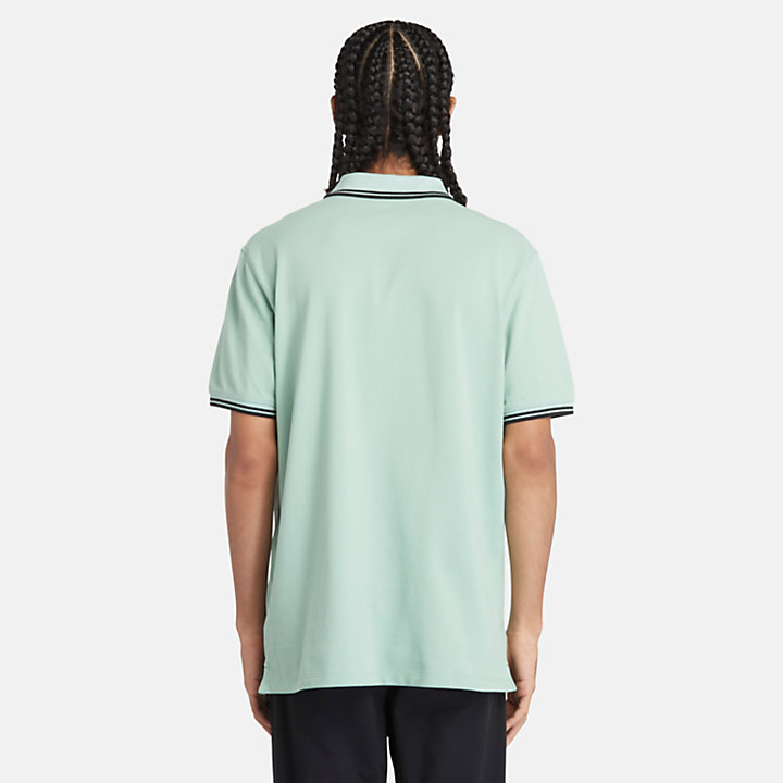 Tipped Pique Polo Shirt for Men in Pale Green-