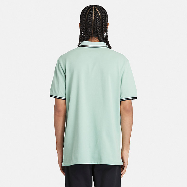 Tipped Pique Polo Shirt for Men in Pale Green