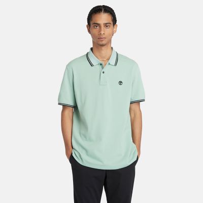 Timberland Tipped Pique Polo Shirt For Men In Pale Green Green