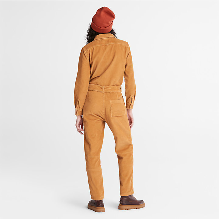 Corduroy Jumpsuit for Women in Orange-