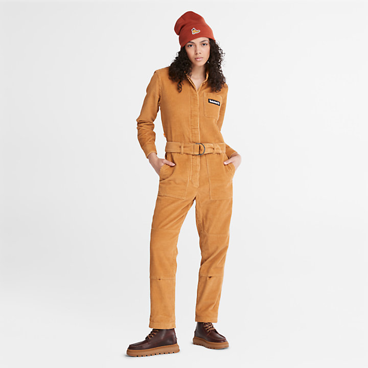 Corduroy Jumpsuit for Women in Orange-