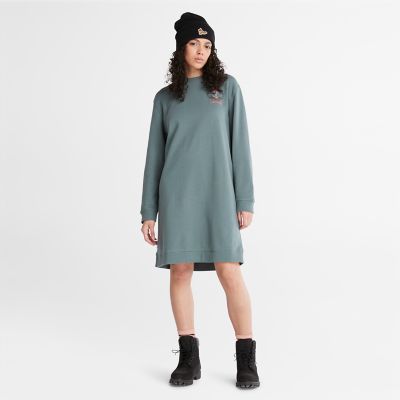 Check-Logo Crewneck Dress for Women in Green | Timberland
