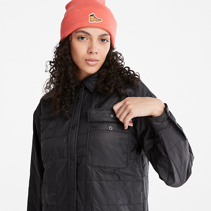 Quilted Overshirt for Women in Black-