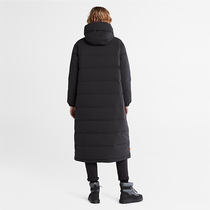 Reversible Long Puffer Coat for Women in Black-