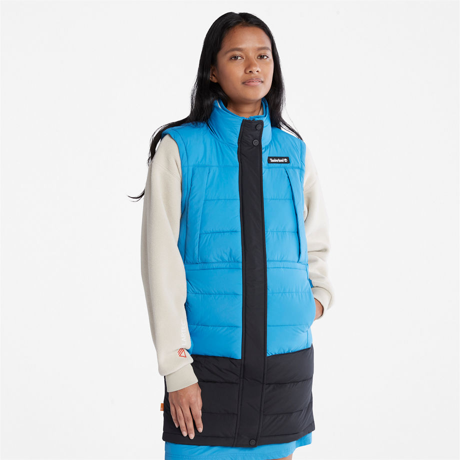 Timberland Long Puffer Gilet For Women In Blue Blue/black, Size M