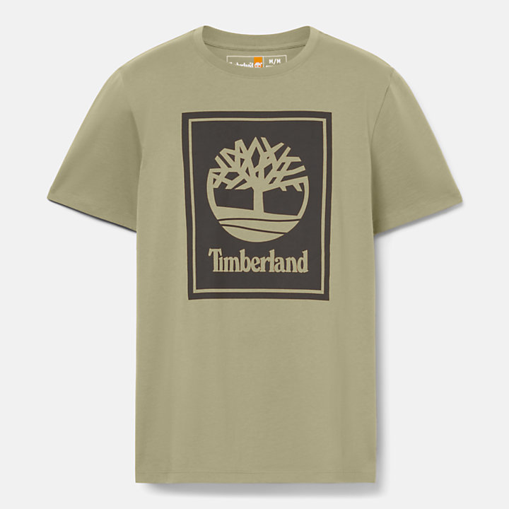 Camiseta con logotipo estilo bloque para hombre en verde-