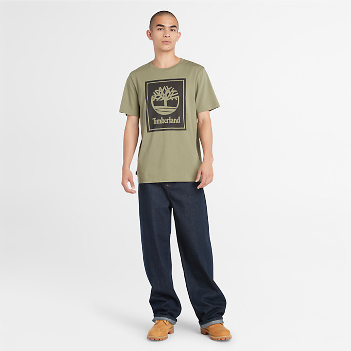 T-shirt à logo bloc pour homme en vert-