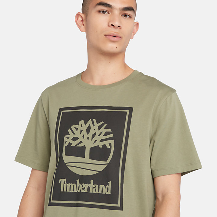 Block Logo T-Shirt for Men in Green-