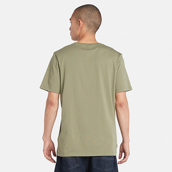 T-shirt met bloklogo voor heren in groen